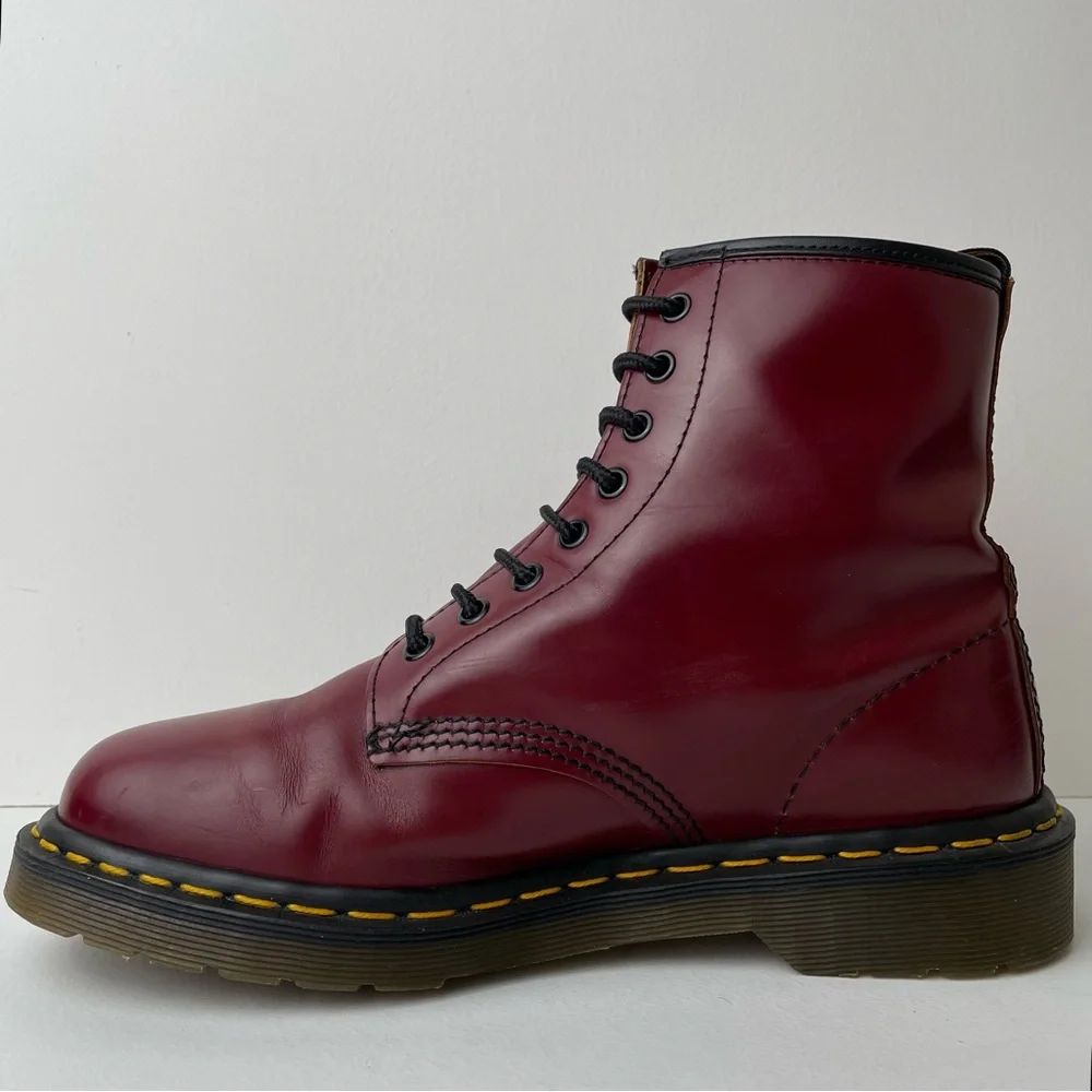 Vintage Dr. Martens 1460 Red Smooth Leather Boots UK 8 - Picture 7 of 16